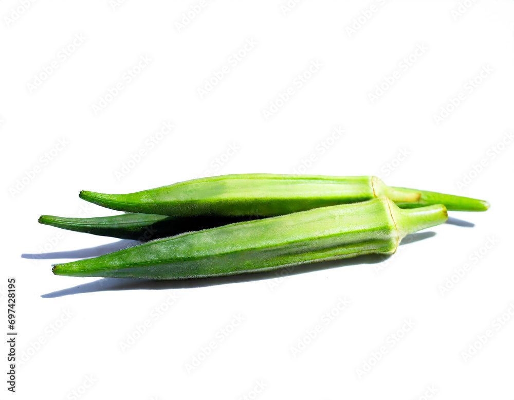 Okra isoliert auf weißen Hintergrund, Freisteller Okra isoliert auf weißen Hintergrund, Freisteller