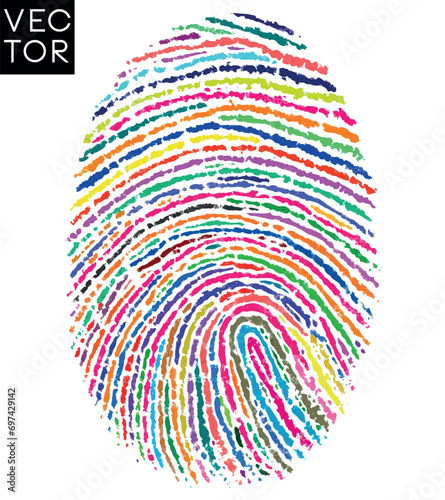 Colorful fingerprint, finger print vector illustration.