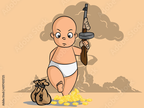 gang baby, cute, funny, illustration, art, cartoon