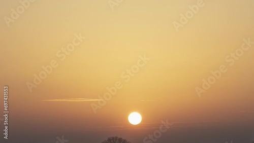 Sunset over farmland in Norfolk, in February, England, United Kingdom