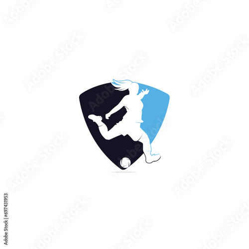 Women football club vector logo design. Women football sports business logo concept.