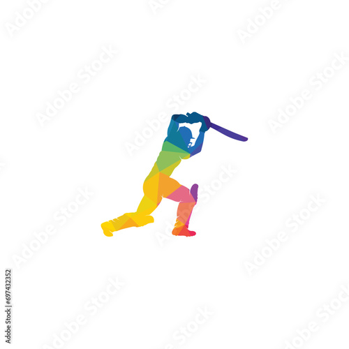 Batsman playing cricket vector design. Cricket competition logo.