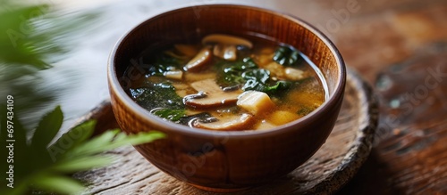 Nameko mushroom miso soup. photo