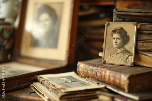 Displaying old family photos, leaving space for a note on heritage and memories