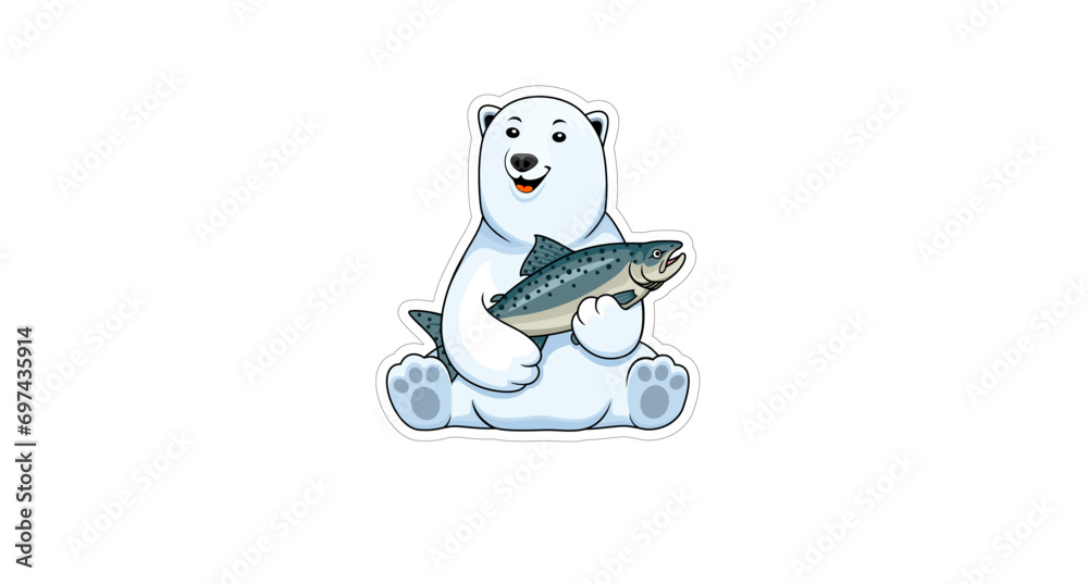 Cute Vector cartoon polar bear sticker Cute Vector cartoon polar bear sticker