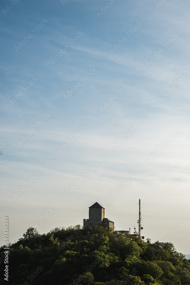 Medieval hilltop fortress above the town of Vršac in Vojvodina, Serbia