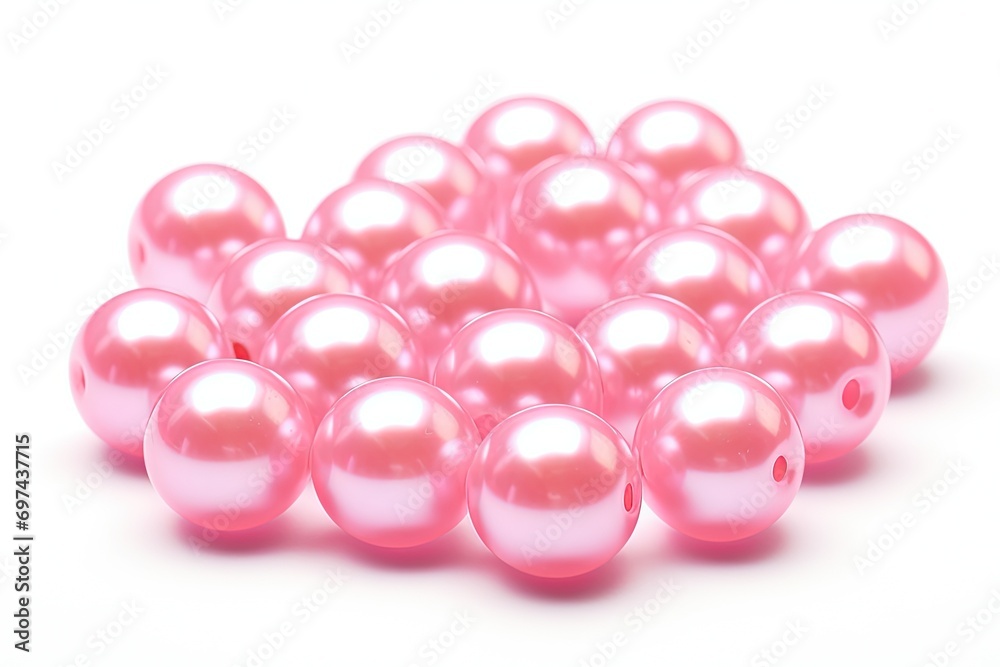Pink Pearly Beads, Isolated, Beading Craft Accessory, Beads Pile, Glass Flowers Beadwork Handicraft Pink Pearly Beads, Isolated, Beading Craft Accessory, Beads Pile, Glass Flowers Beadwork Handicraft