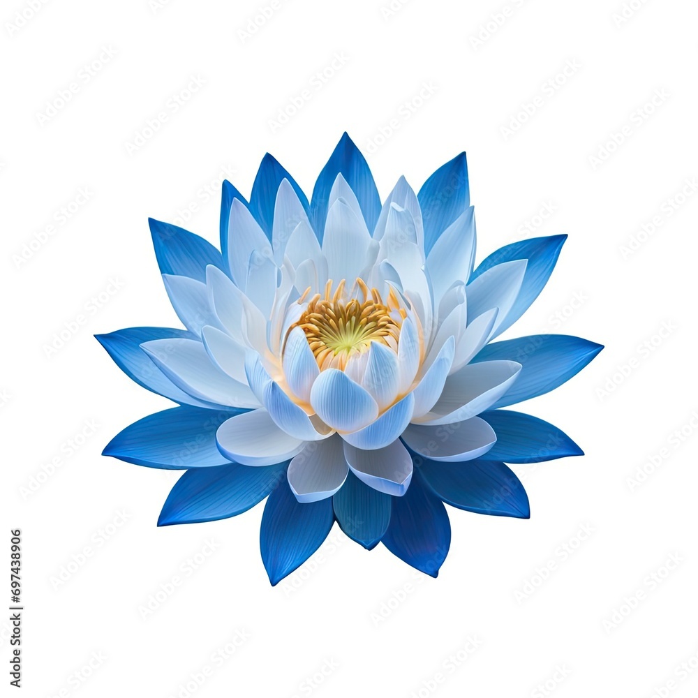 Blue water lily isolated on white