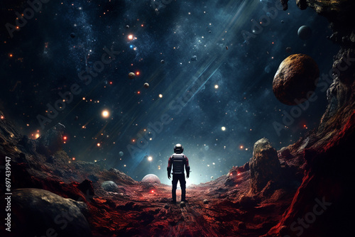 Astronaut Standing on a Planet, Space