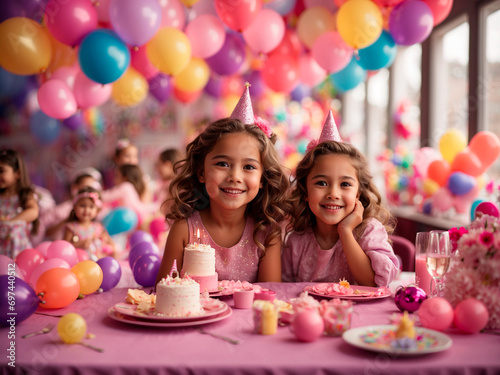 Festa em Dose Dupla: Aniversário Rosa das Irmãs Decorado com Balões Alegres