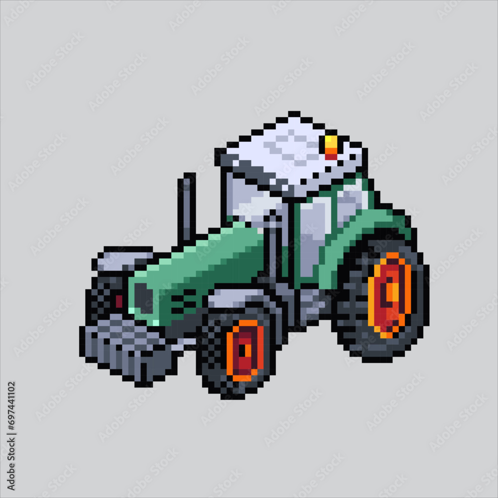 Obraz premium Pixel art illustration Tractor. Pixelated Tractor. Farm Tractor pixelated for the pixel art game and icon for website and video game. old school retro.
