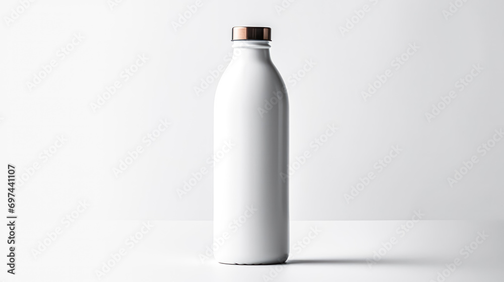 Glass bottle with fresh milk on a clean white background. Glass bottle with fresh milk on a clean white background.