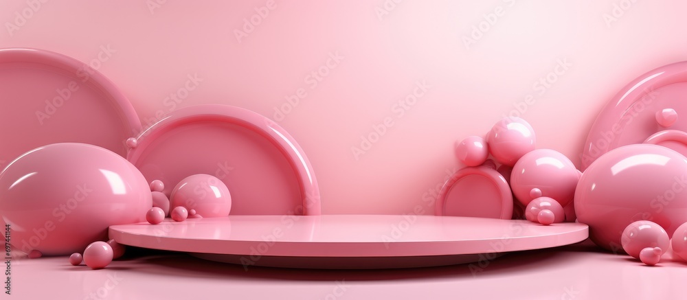 Pink background abstract content podium display Pink background abstract content podium display