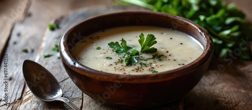 Creamy caraway soup from Poland, delicious and traditional. photo