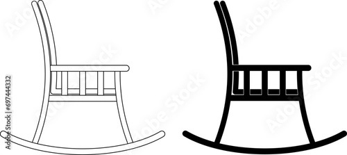 side view rocking chair icon set