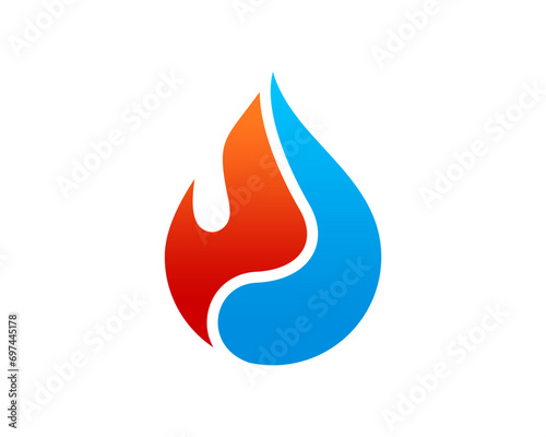 Water and fire combination vector logo