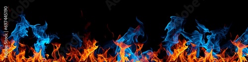 Flames and smoke on black background.