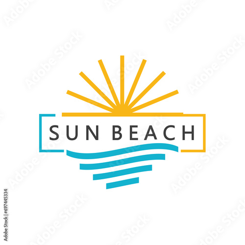 Sun and beach illustarion design for holiday, hotel and travel company logo