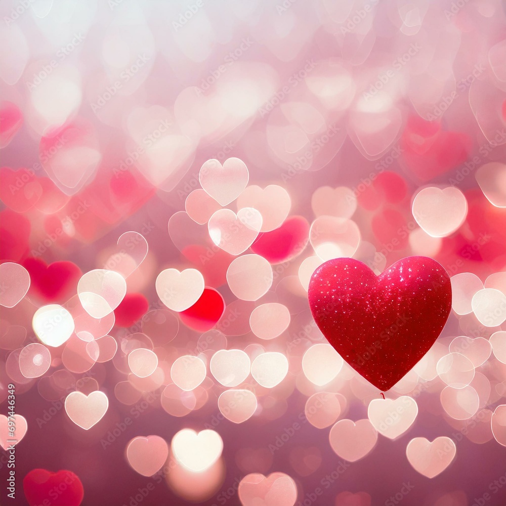 Whimsical Whirl: Bokeh Lights and Hearts Dance for Valentine's Day