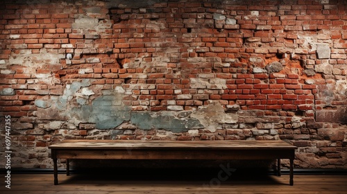 Wide panorama of an old red brick wall, serving as a background with a textured masonry pattern.