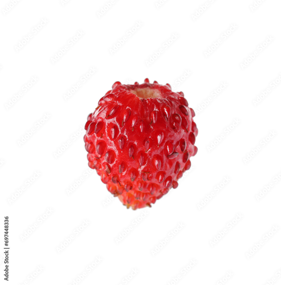 One ripe wild strawberry isolated on white One ripe wild strawberry isolated on white