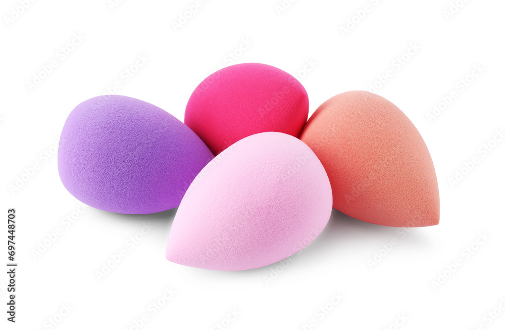 Many different make up sponges isolated on white Many different make up sponges isolated on white