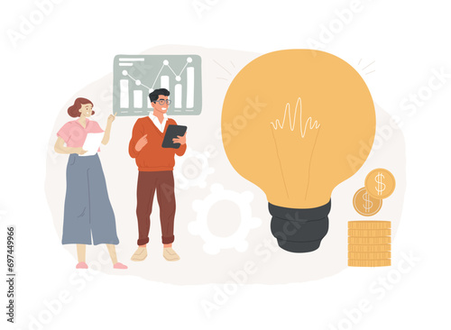 Business idea isolated concept vector illustration. Business plan, small business launcher, innovative development, creating new ideas, become a market leader, selling proposition vector concept.