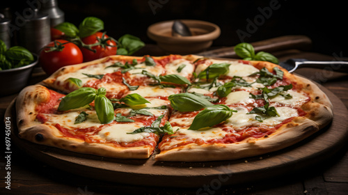 A traditional margherita pizza with fresh mozzarella and basil.