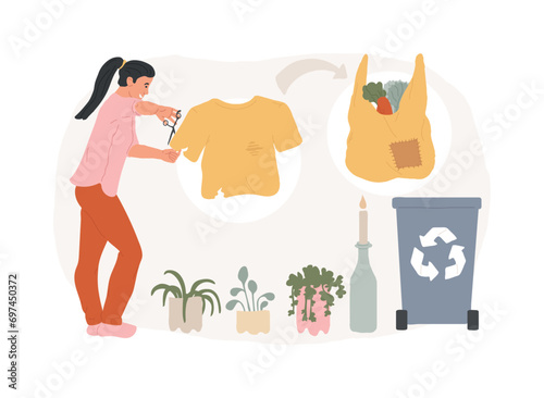 Upcycling isolated concept vector illustration. Creative reuse method, ecology recycling trend, waste materials, environmental value, converting products, reduce consumption vector concept.