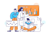 Medical characters fighting the epidemic flat vector concept operation hand drawn illustration

