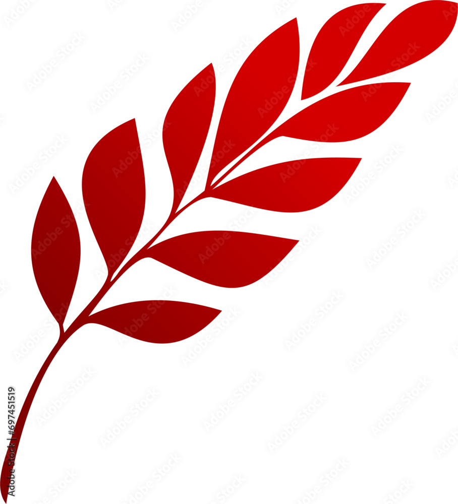 Red brown leaf isolated on transparent background, ready for element or retouch design
