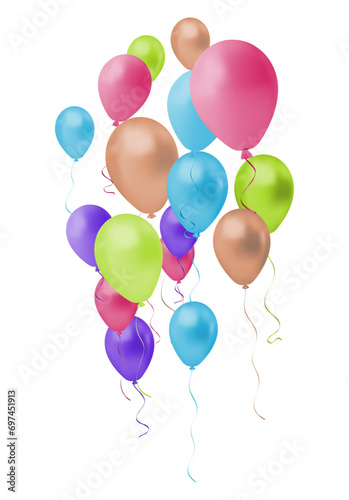 Colorful balloons isolated on transparent background. Vector illustration. Eps 10