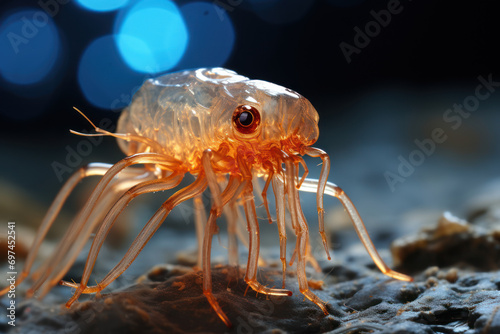 The intricate details of a microscopic rotifer  a tiny aquatic organism with a unique feeding apparatus. Generative Ai.