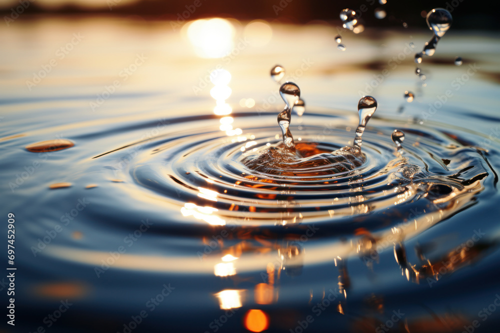 A ripple effect in a pond caused by a pebble, representing the far-reaching impact of a small action serving as a catalyst for change. Generative Ai. A ripple effect in a pond caused by a pebble, representing the far-reaching impact of a small action serving as a catalyst for change. Generative Ai.