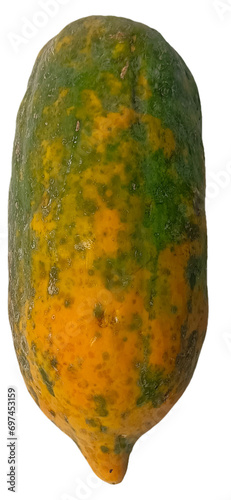 Papaya fruit isolated on white background. Clipping path included.