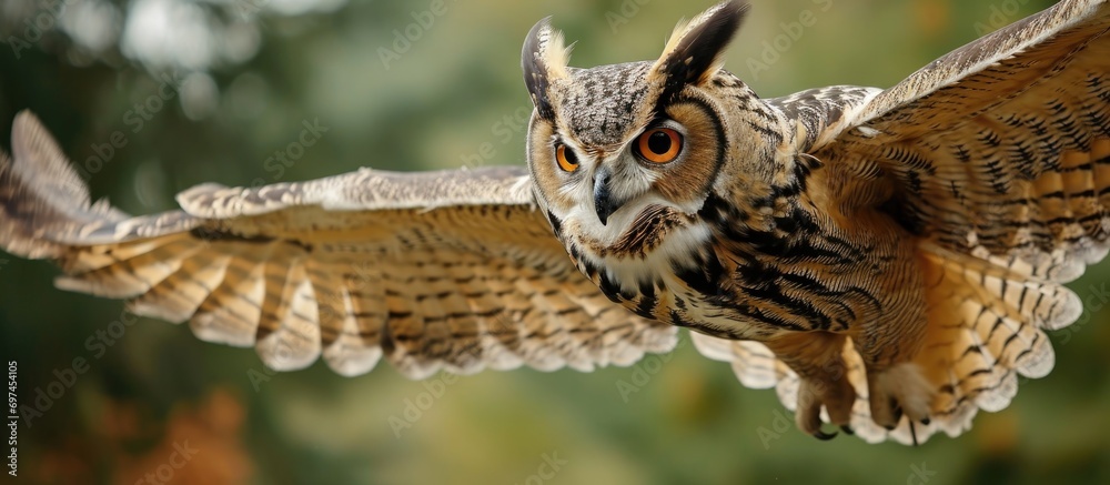 European owl in falconry. European owl in falconry.