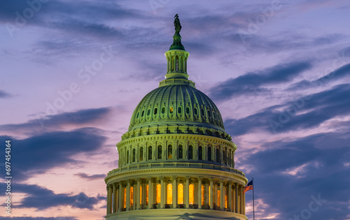 Capitol building. United States Capitol Building at night, Capitol Hill, Washington DC. Night photo of Washington D.C., Capitol.
