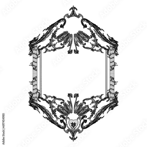 Gothic Frame. Illustration Isolated On White Background. An Illustration Of A Gothic Vintage Retro Frame Background.
