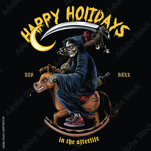 Grim Reaper Horse Toy With Text Illustration