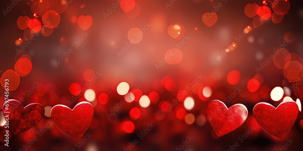 Red hearts background, valentine day greeting card