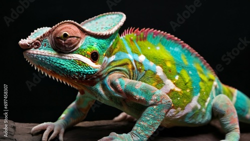Reptile isolated in black background