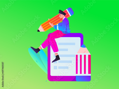 Invite friends to conduct questionnaire flat vector concept operation hand drawn illustration 