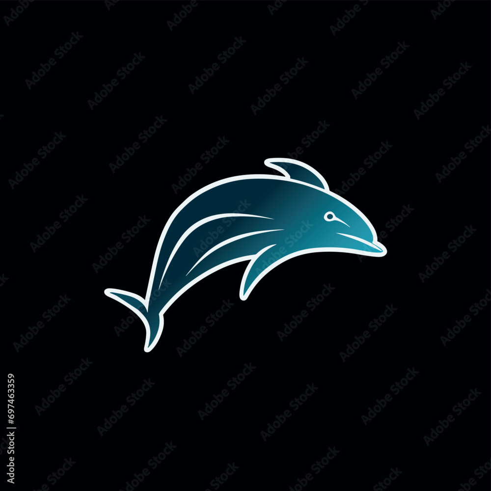 Simple gradient dolphin logo and white borders Simple gradient dolphin logo and white borders