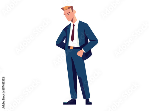 Man in formal suit and tie bored sad and crestfallen