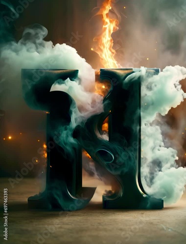 Letter K in clouds