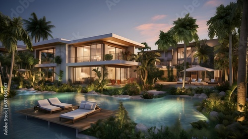 Resort-style living with luxury villas set against a backdrop of lush landscapes © Visual Aurora