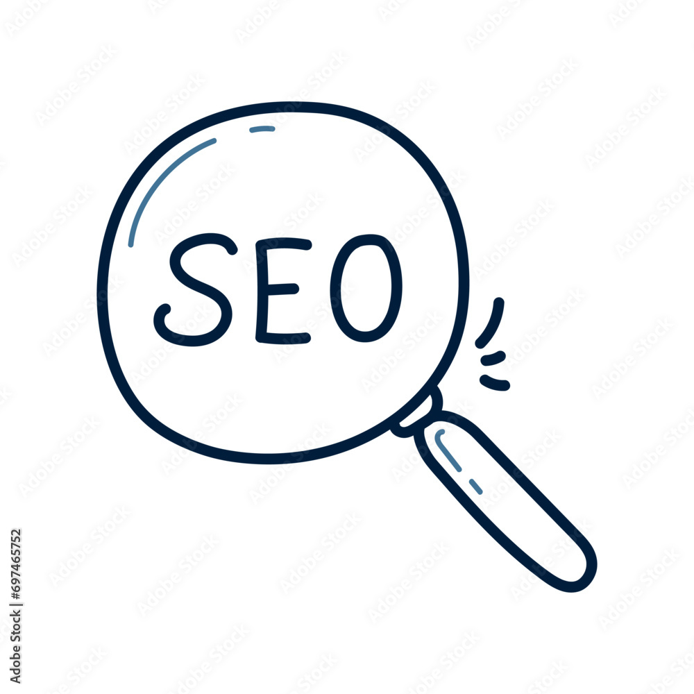 Hand drawn SEO search doodle line illustration. SEO search doodle icon vector. Hand drawn SEO search doodle line illustration. SEO search doodle icon vector.