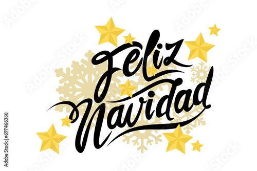 Translation  Merry Christmas. Feliz Navidad vector text Calligraphic Lettering design card template. Suitable for greeting card  poster and banner. 