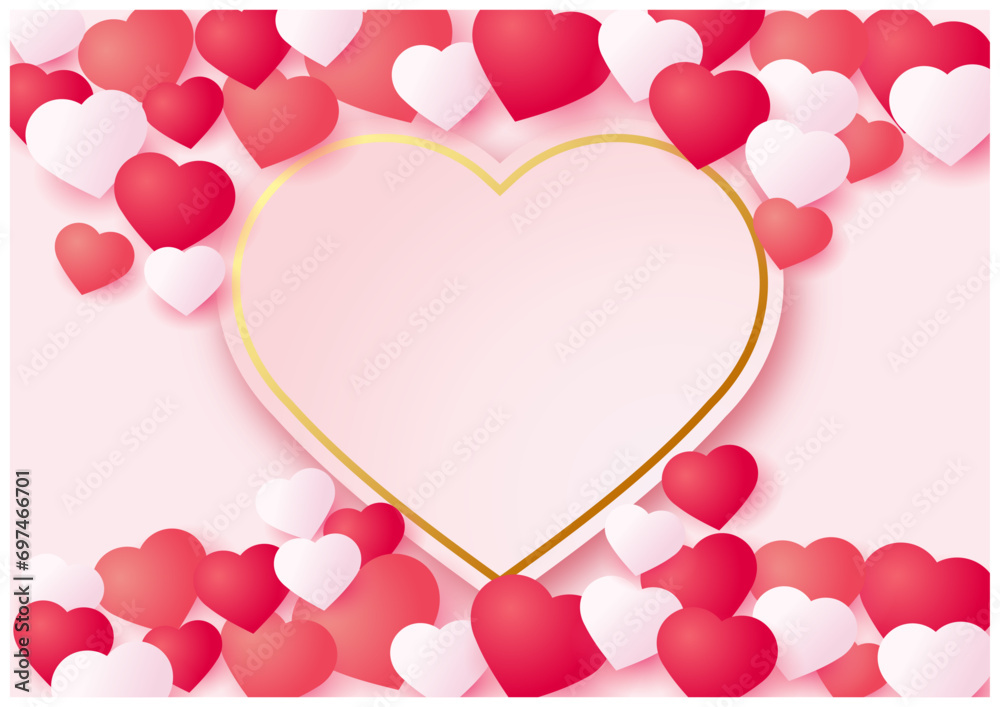 バレンタインデーに使えるハートフレームのバレンタイン背景素材薄ピンク