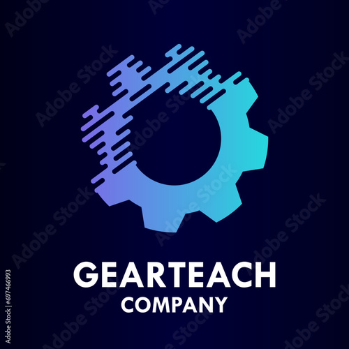 Gear technology vector logo template. suitable for factory, industrial, technology, website, digital, mechanic